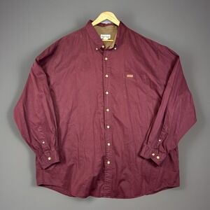 Carhartt Men's Tall 3XL Maroon Button Down Workwear Distressed Construction